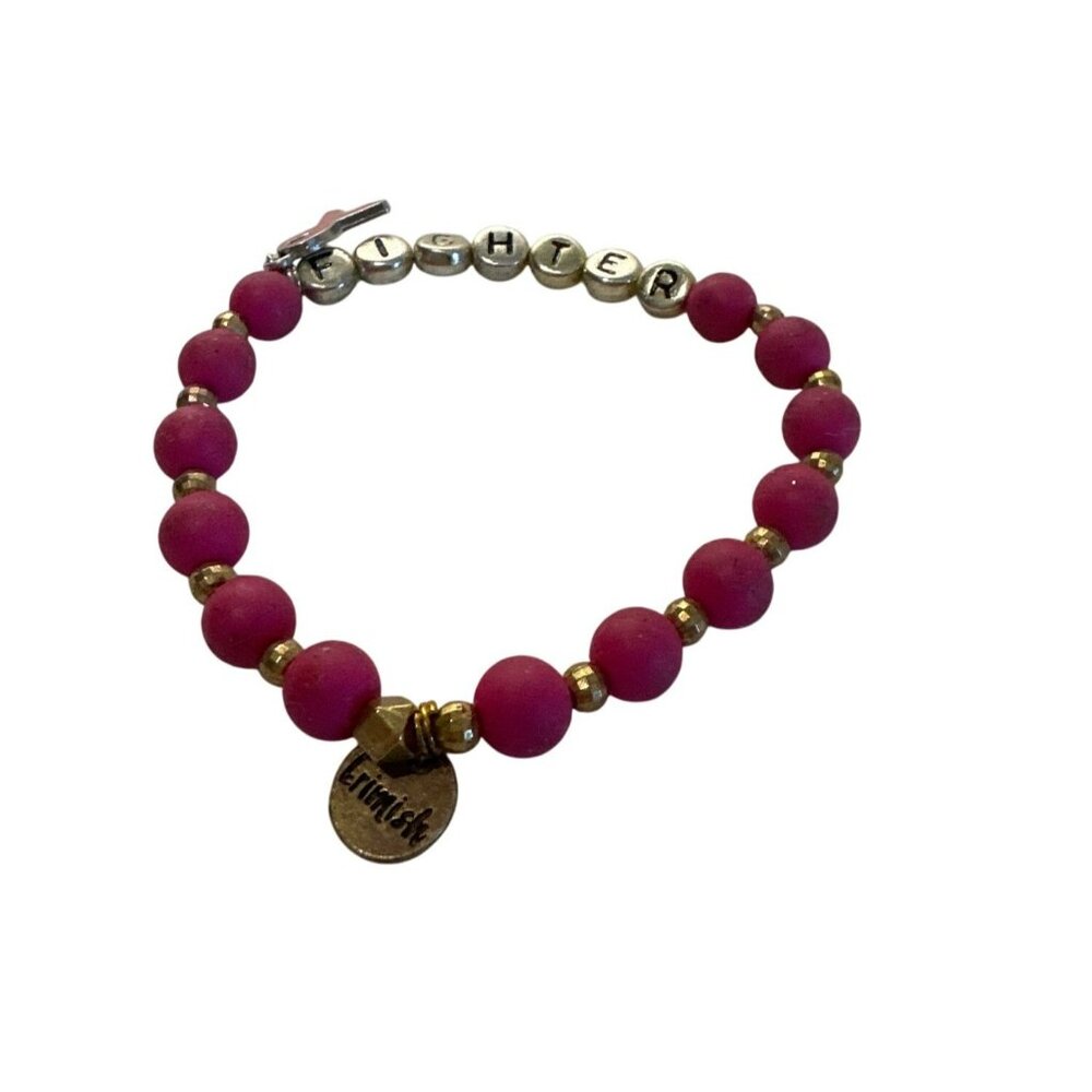 Erimish Pink Breast Cancer Awareness Bracelet With Fight Beads